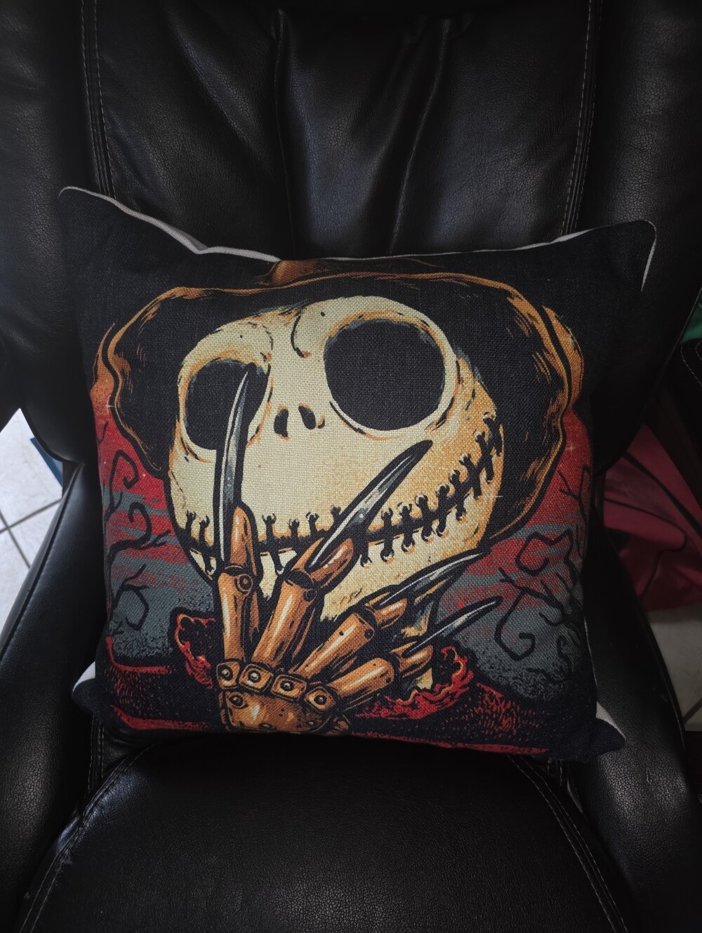 Freddy Krueger Jack Skeleton Pillow 17" Square Halloween